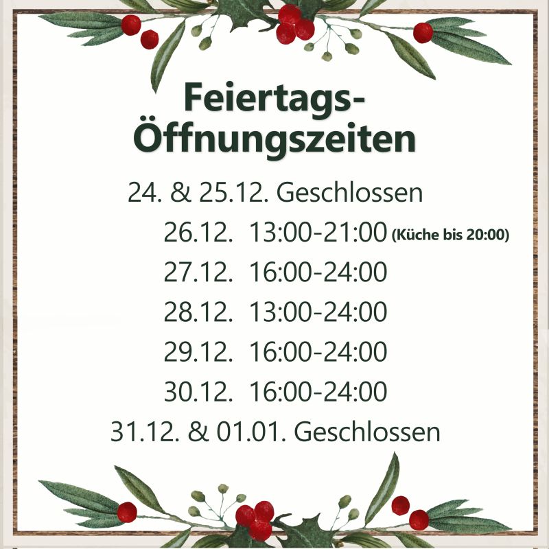 Feiertag&Ouml;ffnungszeiten